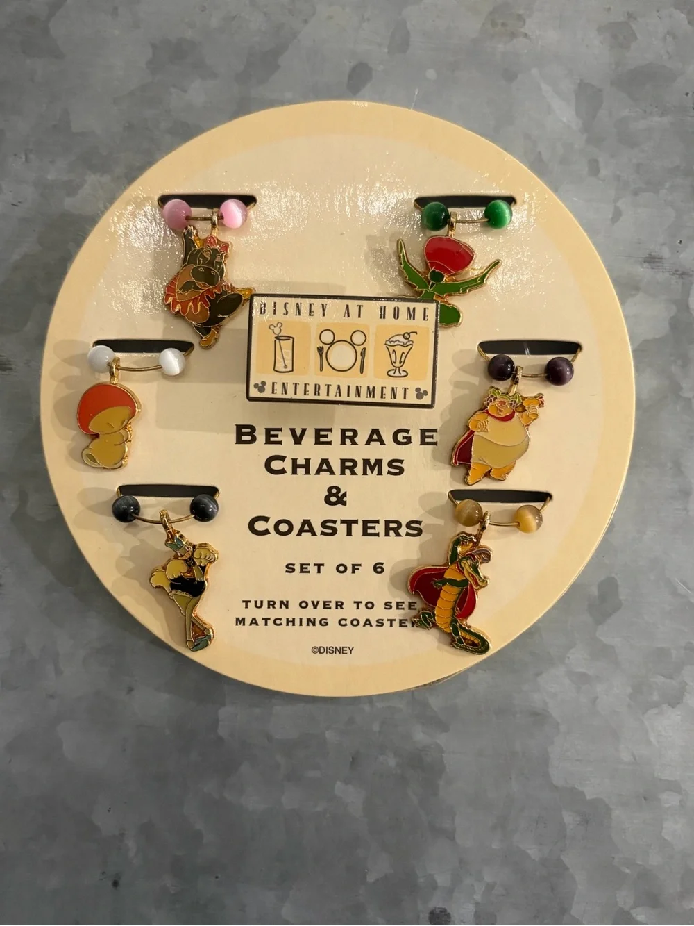 Disney Wine Charms and Coasters Set NIB Fantasia